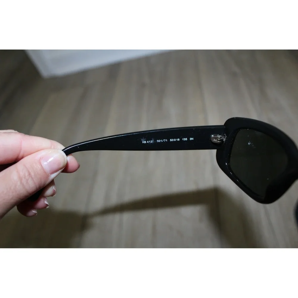 Ray-Ban RB 4122 601/71 Black Rectangular Sunglasses Made in Italy Women